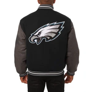 Philadelphia eagles handmade wool varsity jacket black gray 2