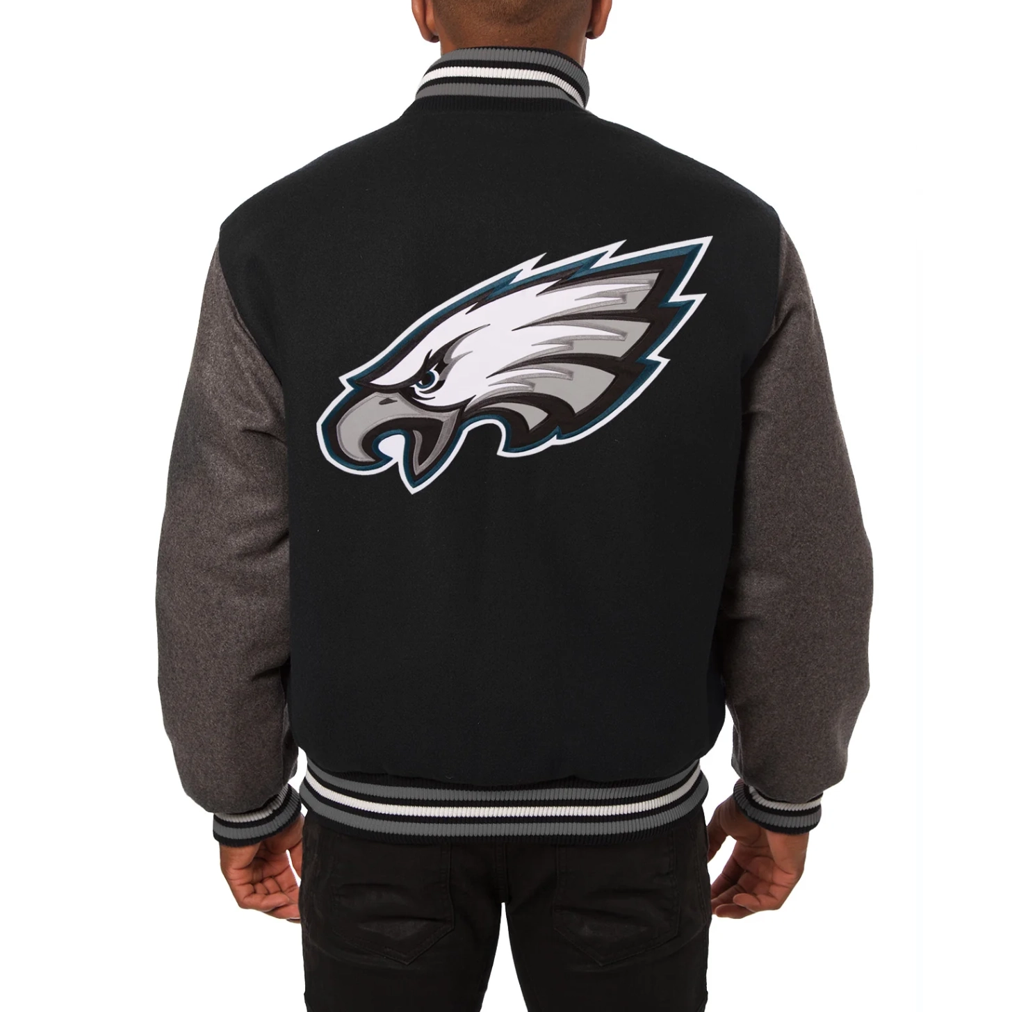 Philadelphia eagles handmade wool varsity jacket black gray 2