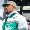 Philadelphia eagles jalen hurts script green white satin jacket