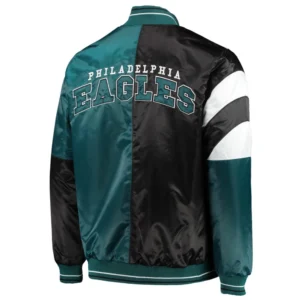 Philadelphia eagles leader satin varsity jacket black green 1