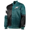 Philadelphia eagles leader satin varsity jacket black green 2