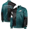 Philadelphia eagles leader satin varsity jacket black green 3