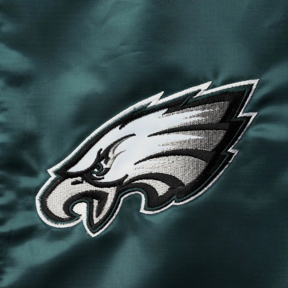 Philadelphia eagles leader satin varsity jacket black green
