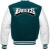 Philadelphia eagles letterman wool leather varsity jacket green white 1