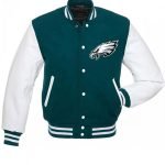 Philadelphia Eagles Letterman Green Wool/Leather Jacket