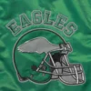 Philadelphia eagles locker room throwback satin varsity jacket green grey