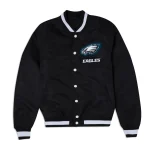 Philadelphia Eagles Logo Full-Snap Black Satin Jacket