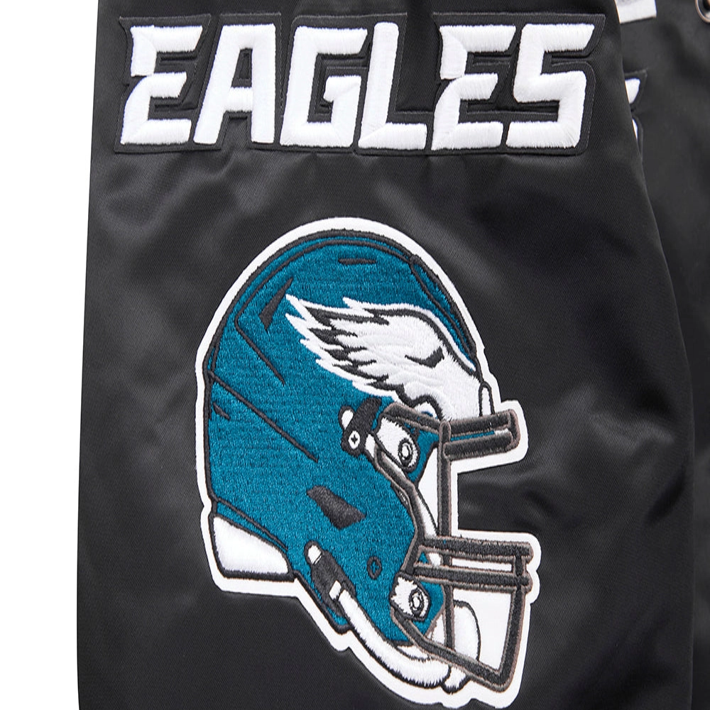 Philadelphia eagles mashup full snap satin varsity jacket black 1