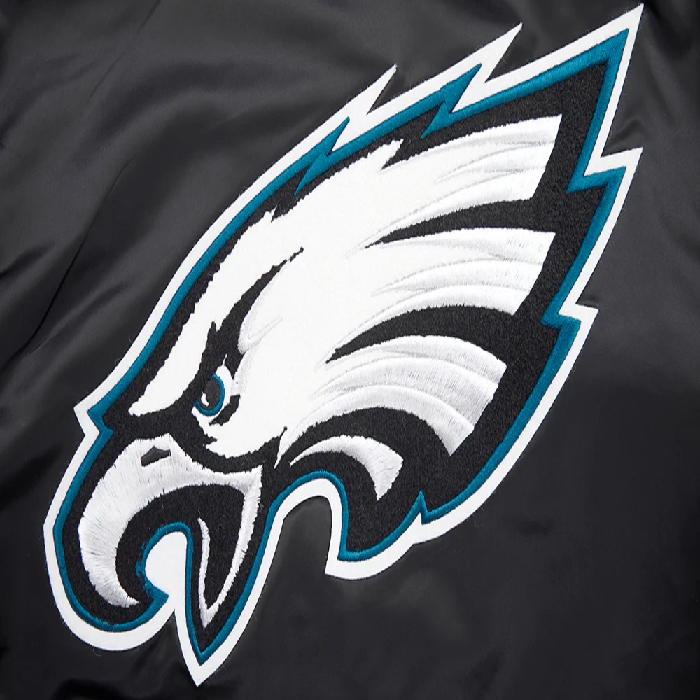 Philadelphia eagles mashup full snap satin varsity jacket black 3