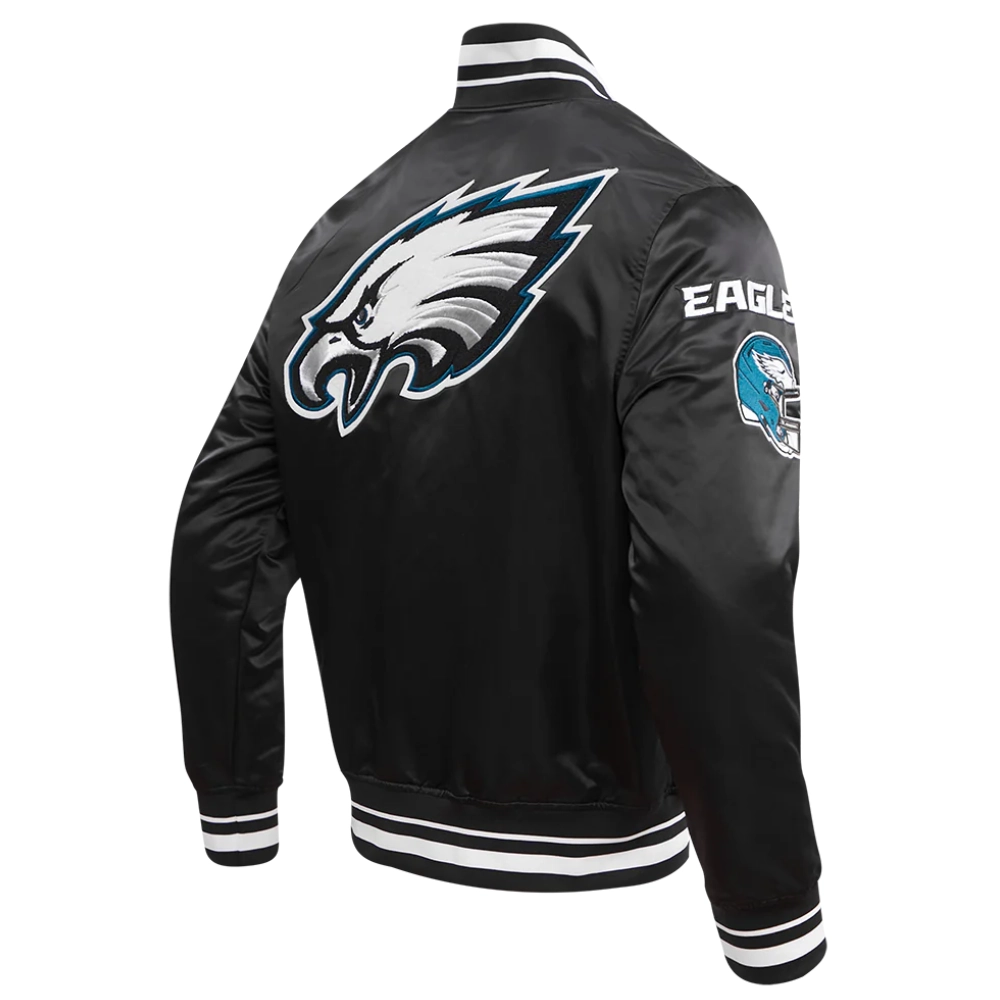 Philadelphia eagles mashup full snap satin varsity jacket black 4
