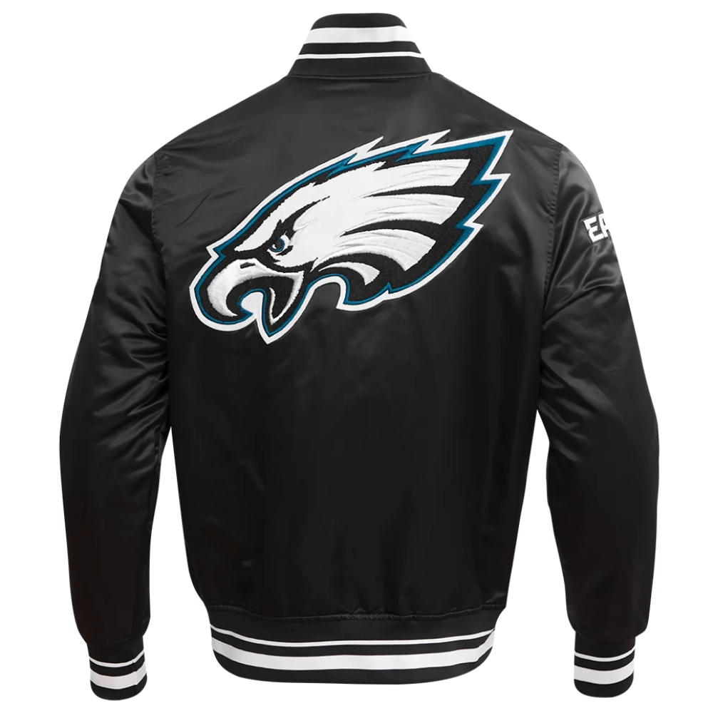 Philadelphia eagles mashup full snap satin varsity jacket black 5