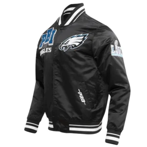 Philadelphia eagles mashup full snap satin varsity jacket black 6