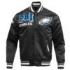 Philadelphia eagles mashup full snap satin varsity jacket black 7