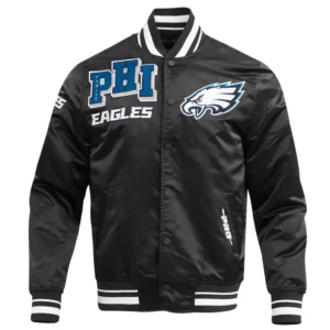 Philadelphia eagles mashup full snap satin varsity jacket black 7