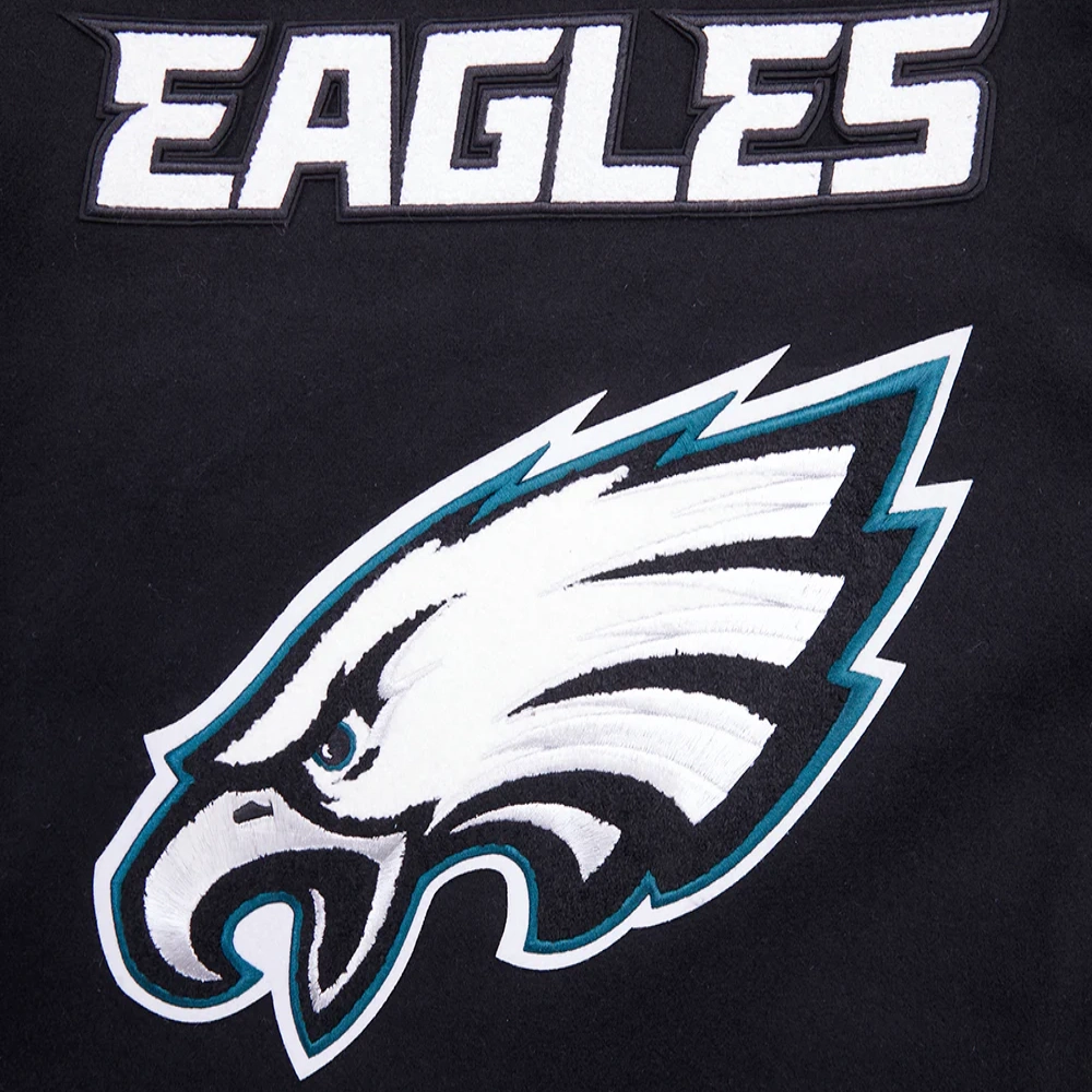 Philadelphia eagles mashup wool leather varsity jacket black 3