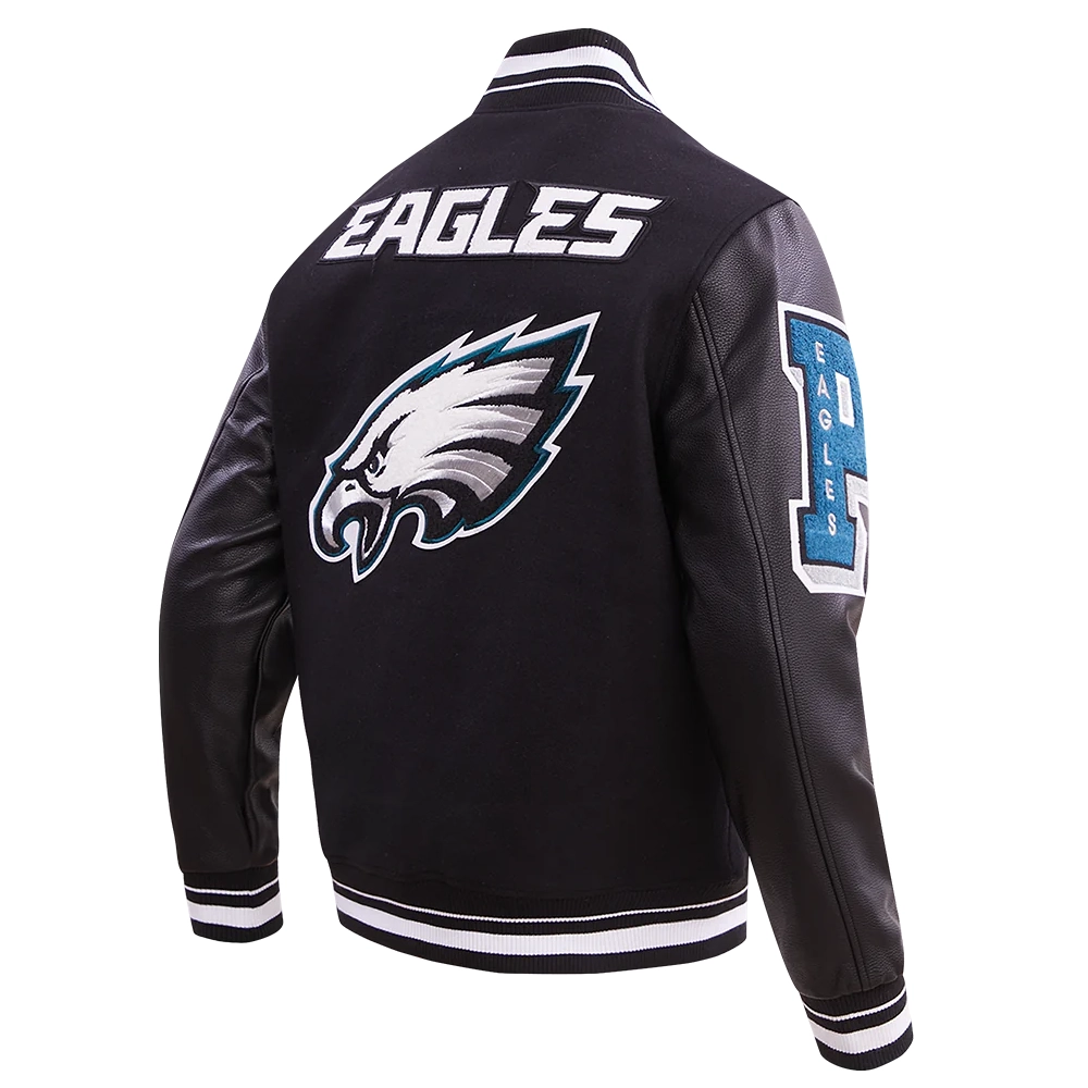 Philadelphia eagles mashup wool leather varsity jacket black 6