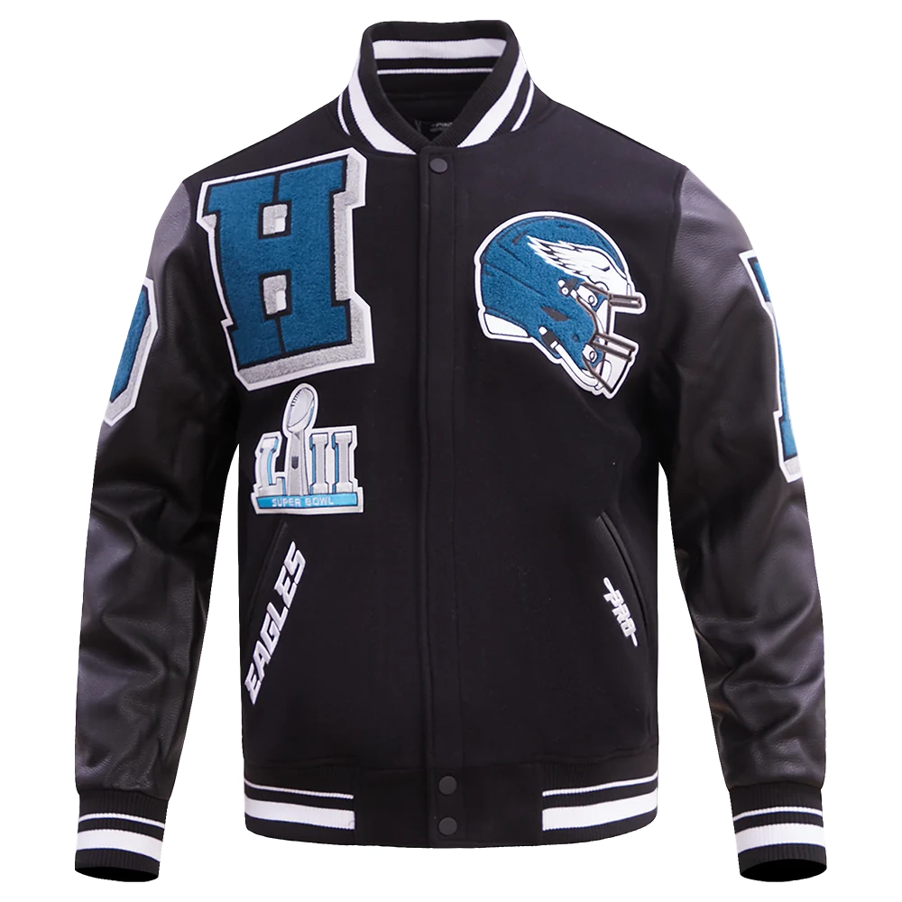Philadelphia eagles mashup wool leather varsity jacket black 9
