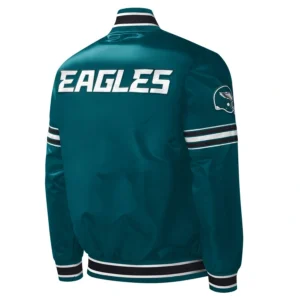 Philadelphia eagles midfield full snap satin varsity jacket green 1