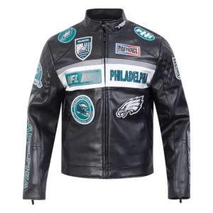 Philadelphia eagles moto black jacket