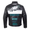 Philadelphia eagles moto black leather jacket