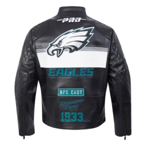 Philadelphia eagles moto black leather jacket