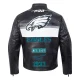 Philadelphia eagles moto black leather jacket