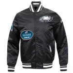 Philadelphia Eagles Old English Black Satin Jacket