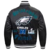 Philadelphia eagles old english ribbed knitted satin varsity jacket black 4 1
