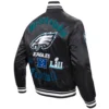 Philadelphia eagles old english ribbed knitted satin varsity jacket black 5 1