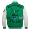 Philadelphia eagles old english wool leather varsity jacket greenwhite 5 1