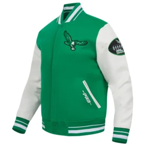 Philadelphia eagles old english wool leather varsity jacket greenwhite 6 1