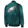 Philadelphia eagles prime time full snap satin varsity jacket green 1