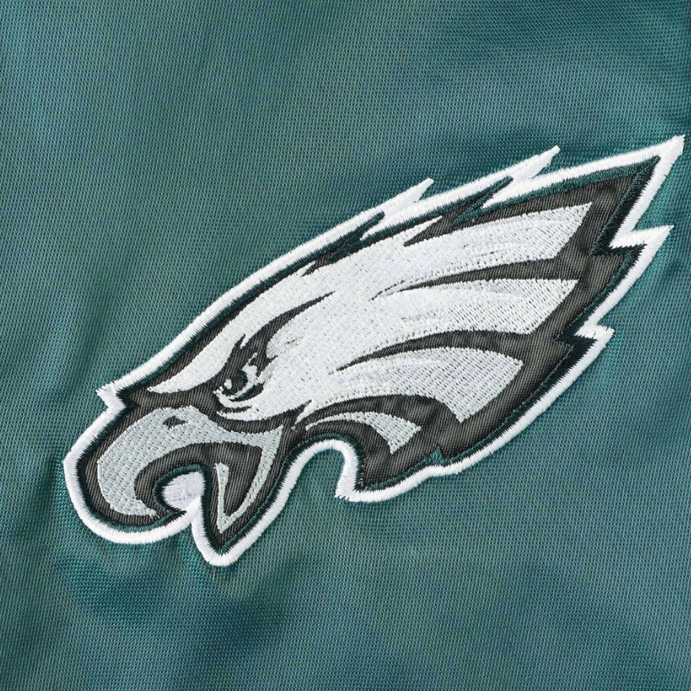 Philadelphia eagles prime time full snap satin varsity jacket green