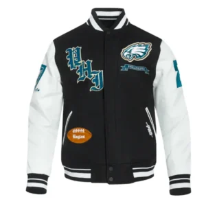 Philadelphia eagles pro prep wool leather black jacket
