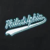 Philadelphia eagles script tail wool leather varsity jacket black white