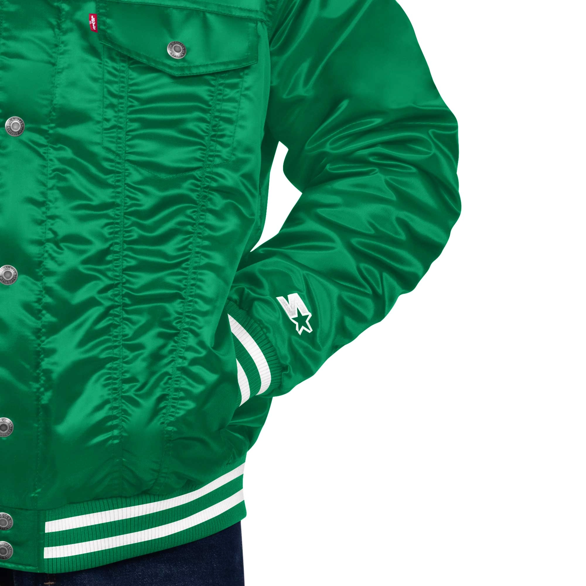 Philadelphia eagles silver tab trucker varsity satin jacket green 00 3