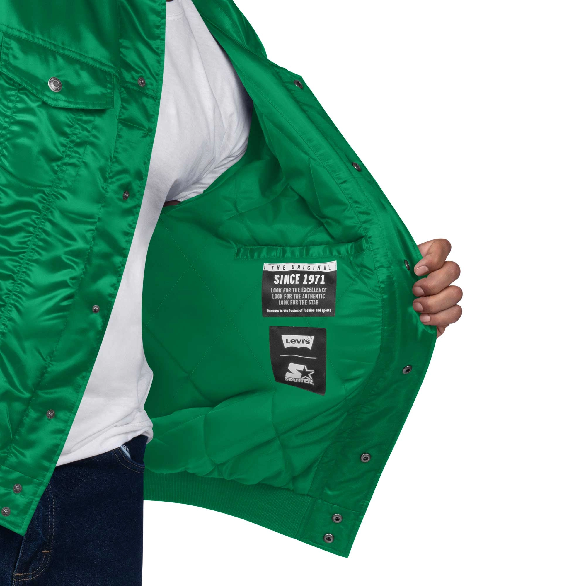 Philadelphia eagles silver tab trucker varsity satin jacket green 00 4