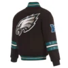 Philadelphia eagles striped black varsity wool jacket