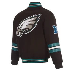 Philadelphia eagles striped black varsity wool jacket