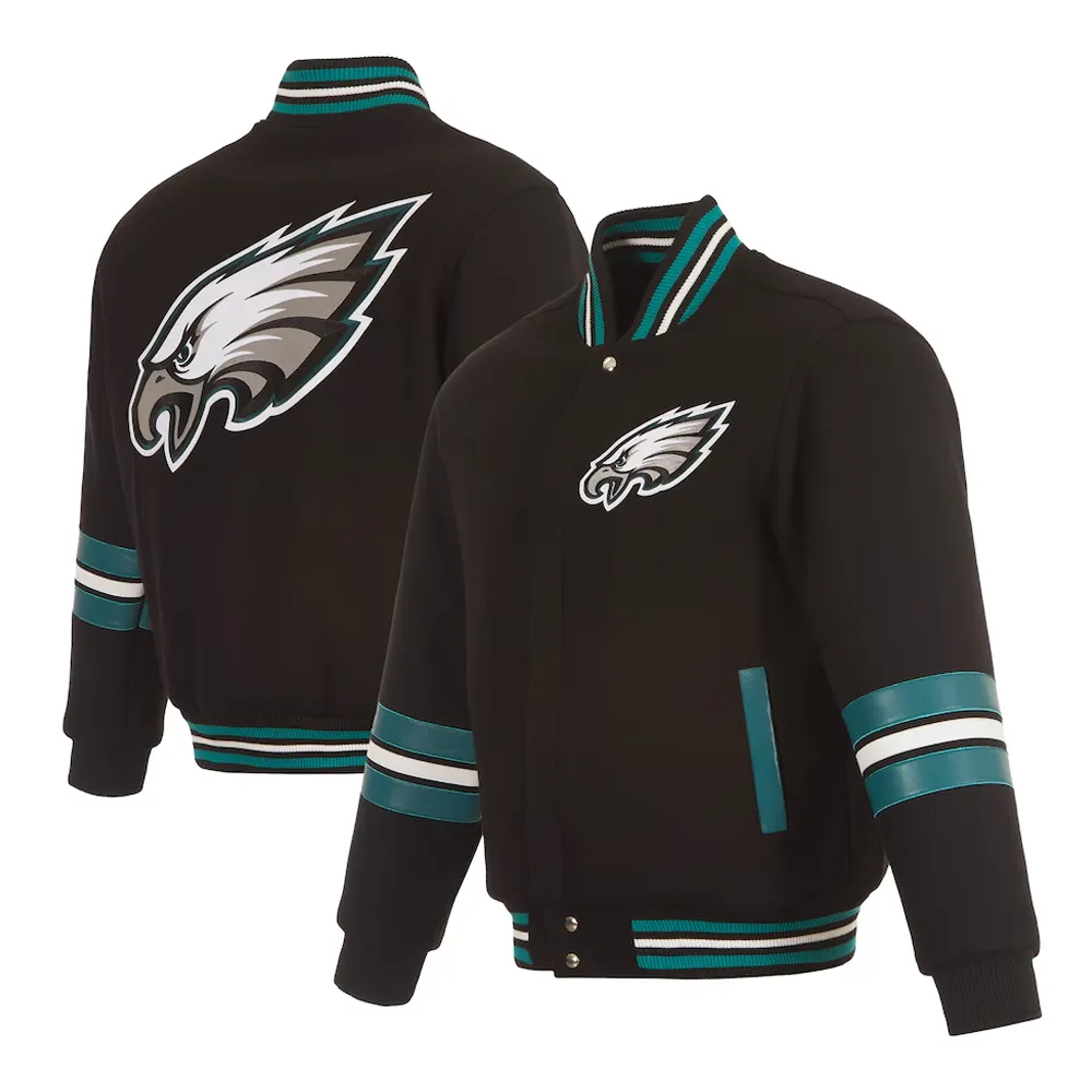 Philadelphia eagles striped black wool jacket