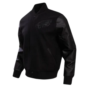 Philadelphia eagles triple black wool leather varsity jacket 7 1
