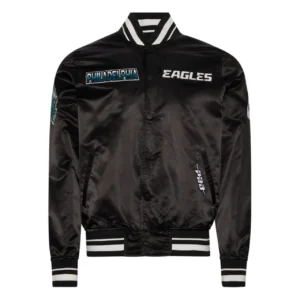 Philadelphia eagles turn it up m satin varsity jacket