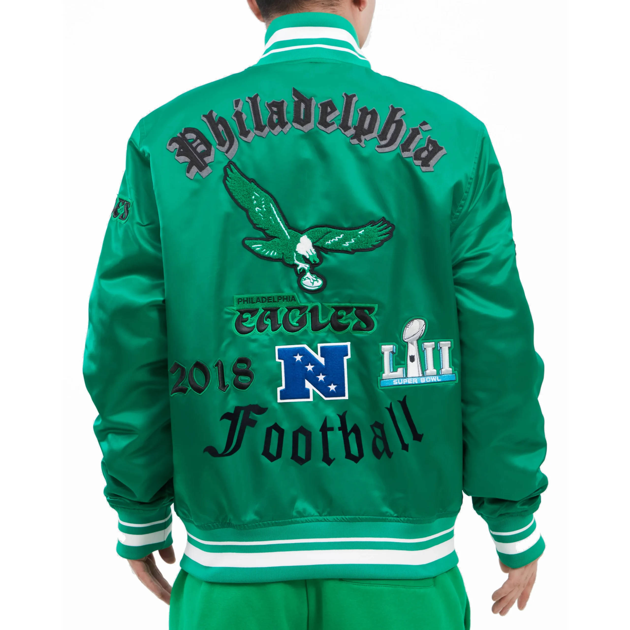Philadelphia eagles vintage old english rib satin jacket green 1 scaled 1