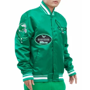 Philadelphia eagles vintage old english rib satin jacket green 4 scaled 1