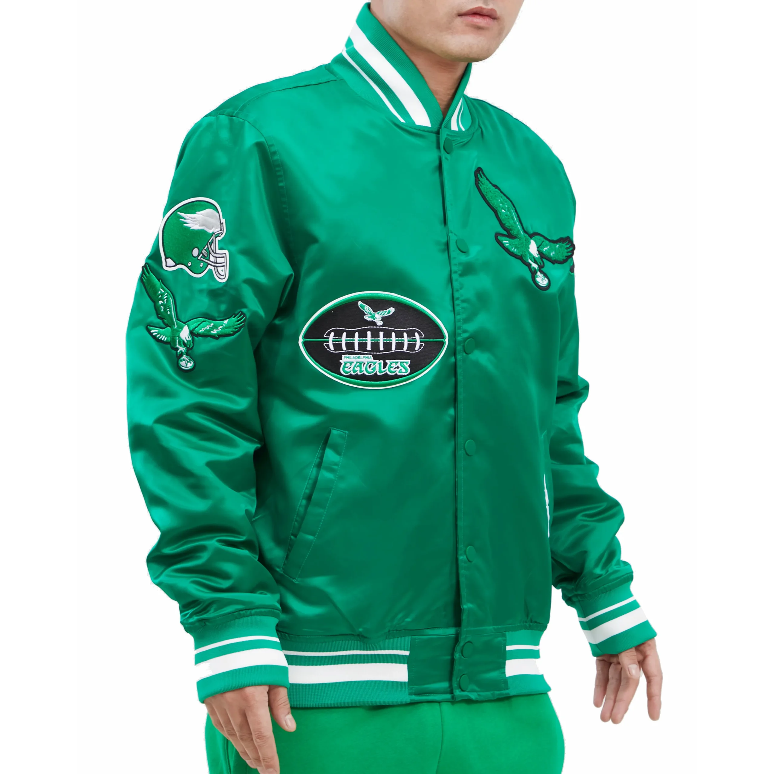 Philadelphia eagles vintage old english rib satin jacket green 4 scaled 1