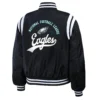 Philadelphia eagles womens full snap bomber varsity jacket black 2 1