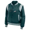 Philadelphia eagles womens full zip bomber varsity jacket green 1 1