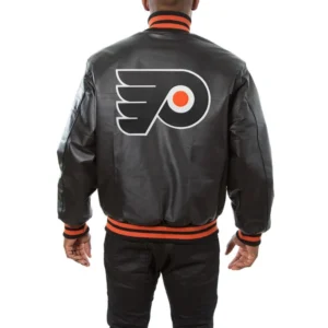 Philadelphia flyers full real leather varsity jacket black 1 1