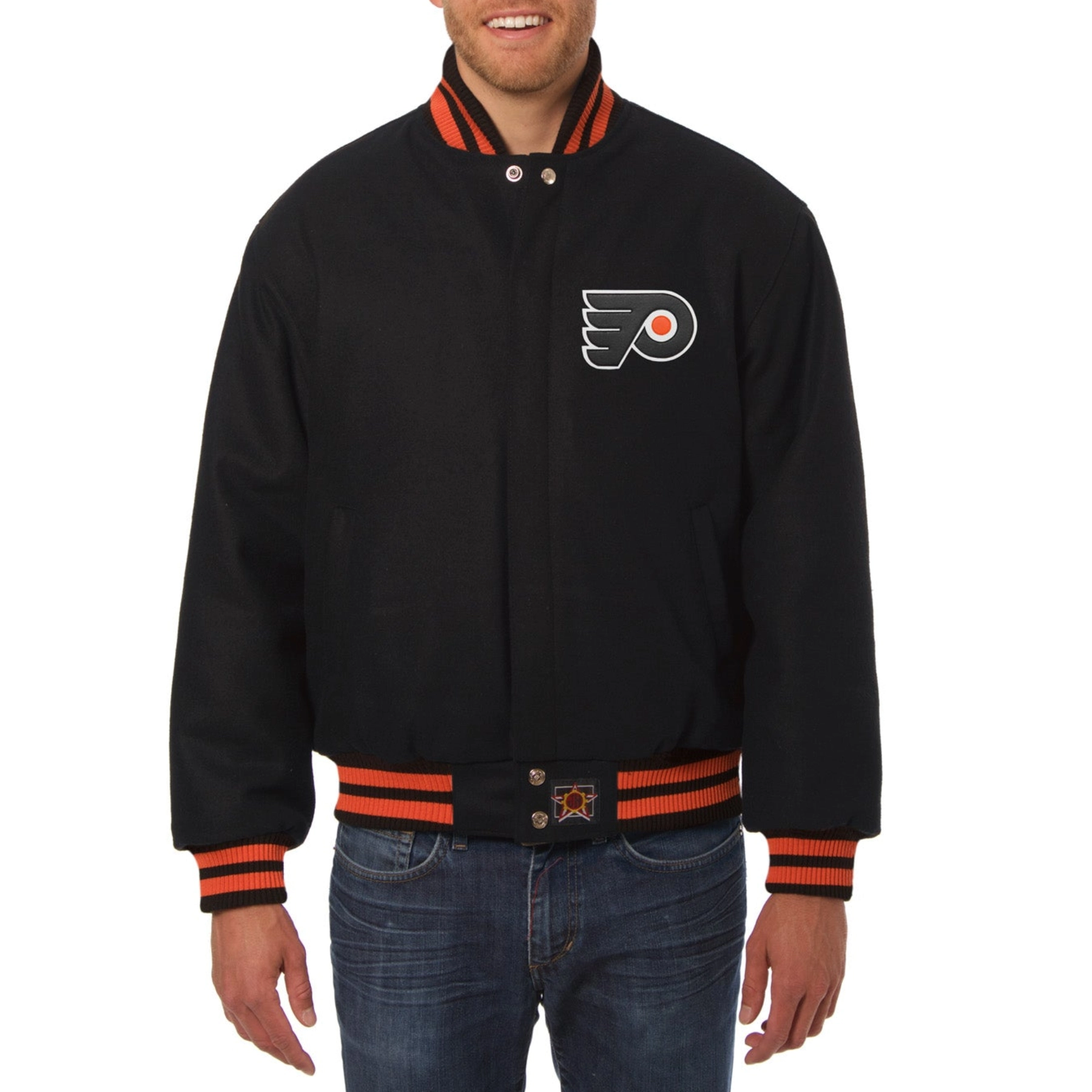Philadelphia flyers one color wool varsity jacket black 1