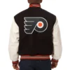 Philadelphia flyers two tone wool leather varsity jacket black white 1 1
